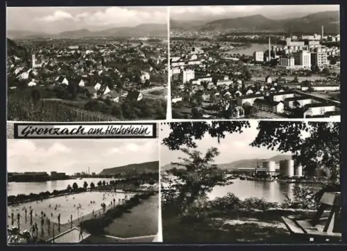 AK Grenzach am Hochrhein, Ortsansichten, Industrieanlagen, Schwimmbad