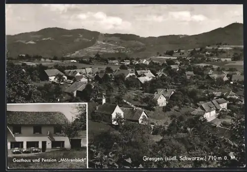 AK Gresgen /Schwarzwald, Ortsansicht, Gasthaus und Pension Möhrenblick, Bes. E. Schmidt