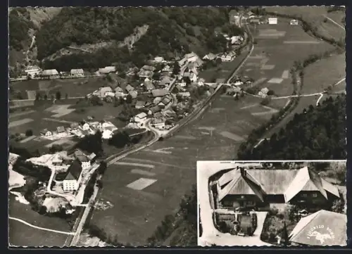 AK Utzenfeld /Schwarzwald, Luftaufnahme, Hotel-Pension Haus Schuhmacher