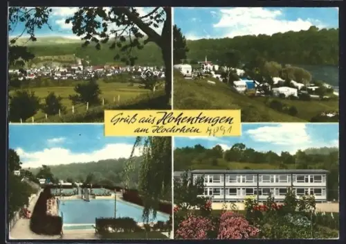 AK Hohentengen am Hochrhein, Ortsansicht, Campingplatz, Schwimmbad, modernes Gebäude