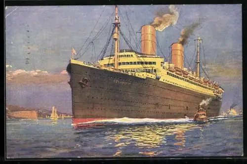 Künstler-AK Passagierschiff Dampfer Columbus des Nordd. Lloyd Bremen in Fahrt