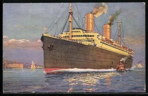 Künstler-AK Passagierschiff Dampfer Columbus des Norddeutschen Lloyd Bremen in Fahrt