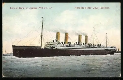 AK Schnelldampfer Kaiser Wilhelm II., Norddeutscher Lloyd Bremen, Passagierschiff