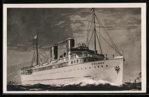 AK Dampfer Roland vom Norddeutschen Lloyd Bremen in Fahrt, Passagierschiff