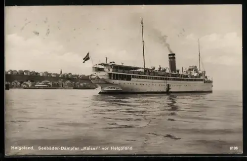 AK Helgoland, Seebäder-Dampfer Kaiser vor dem Unterland, Passagierschiff