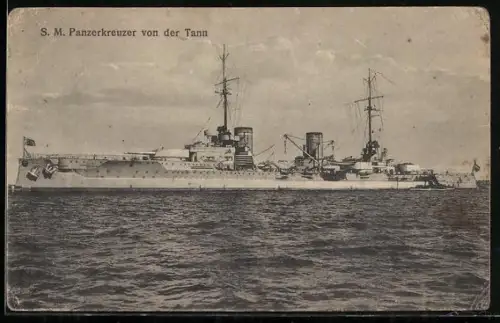 AK S.M. Panzerkreuzer von der Tann an der Festmachertonne, Kriegsschiff