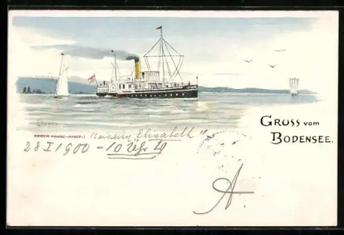 AK Dampfer Kaiser Franz Josef I. auf dem Bodensee