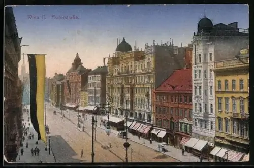 AK Wien, Praterstrasse mit Geschäften