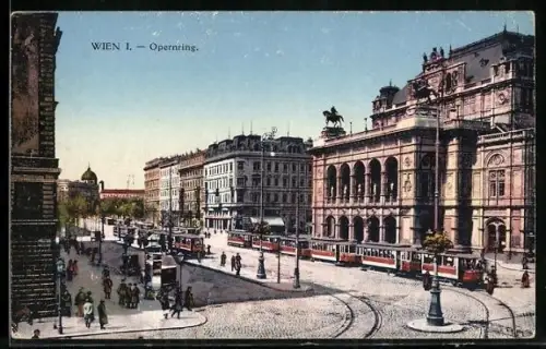 AK Wien, Opernring mit Strassenbahn