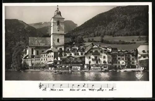 AK Wolfgangsee, Hotel Weisses Rössl und Kirche