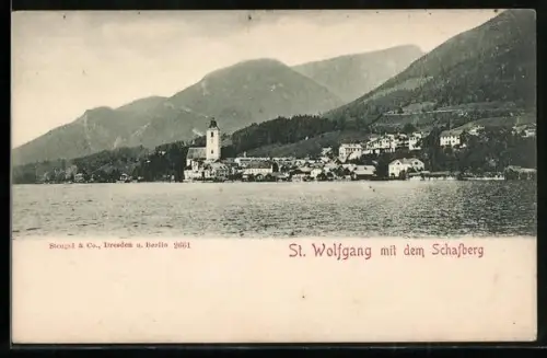 AK St. Wolfgang, Panorama mit dem Schafberg