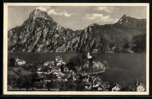 AK Traunkirchen /Salzkammergut, Panorama mit Traunstein