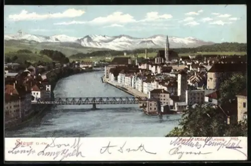 AK Steyr /O. Ö., Teilansicht mit Flusspartie