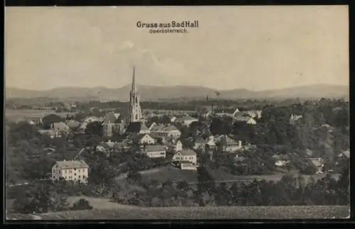 AK Bad Hall /Oberösterreich, Panorama mit Kirche