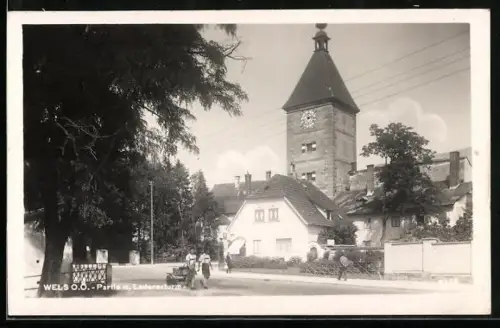 AK Wels /O. Ö., Partie mit Ledererturm
