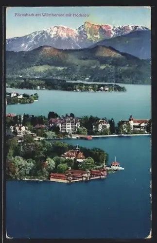 AK Pörtschach am Wörthersee, Seeufer mit Villen und Hochobir