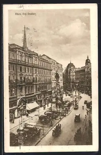 AK Wien, Am Graben, Pestsäule und Strassenansicht