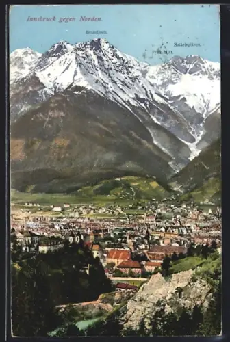 AK Innsbruck, Panorama gegen Norden mit Nordkette