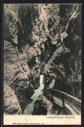 AK Lichtenstein-Klamm, Brücke in der Klamm