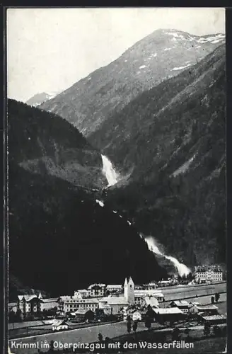 AK Krimml im Oberpinzgau, Panorama mit den Wasserfällen
