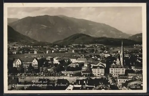 AK Villach /Kärnten, Panorama mit Görlitzen vom Stadtpfarrturm