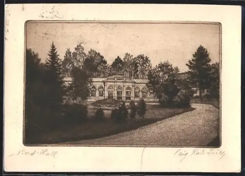 AK Bad Hall, Parkanlage mit Pavillon
