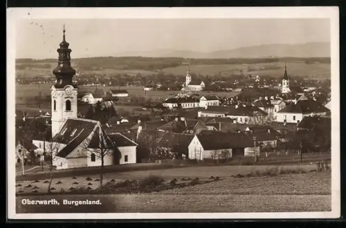 AK Oberwarth /Burgenland, Panorama mit Kirche und Ort