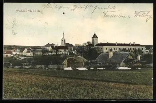 AK Sigmundsherberg, Walkenstein, Panorama mit Kirche und Turm