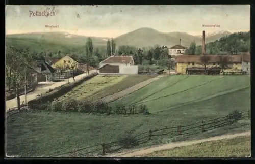 AK Pottschach, Panorama mit Wechsel und Semmering