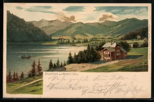 Lithographie Maria-Zell, Partie am Erlafsee