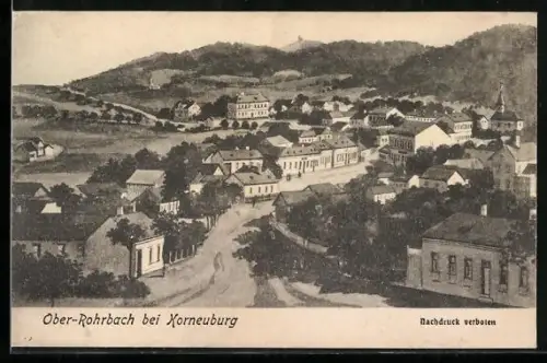 AK Leobendorf, Ober-Rohrbach bei Korneuburg, Panorama mit Kirche