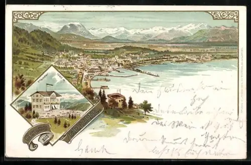 Lithographie Bregenz, Pfänder und Panorama