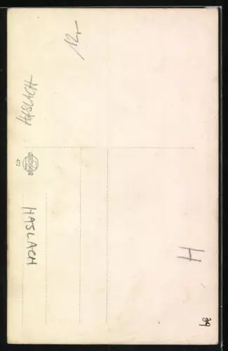 AK Haslach, Strasse mit Kirche und Festzug