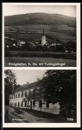 AK Königstetten /N. Oe., Erholungsheim, Panorama mit Tulbingerkogel und Kirche