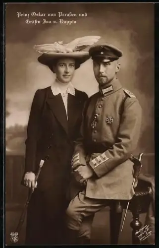 AK Prinz Oskar von Preussen und Gräfin Ina v. Ruppin, Eisernes Kreuz