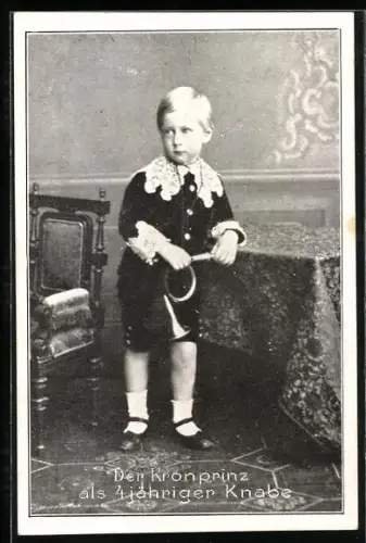 AK Kronprinz Wilhelm von Preussen als 4 jähriger Knabe mit Posthorn