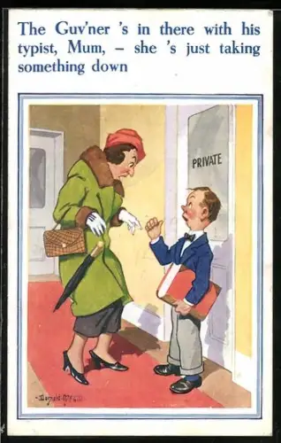 Künstler-AK Donald McGill: ...she`s just taking something down