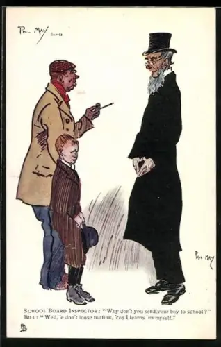 Künstler-AK sign. Phil May: School board inspector