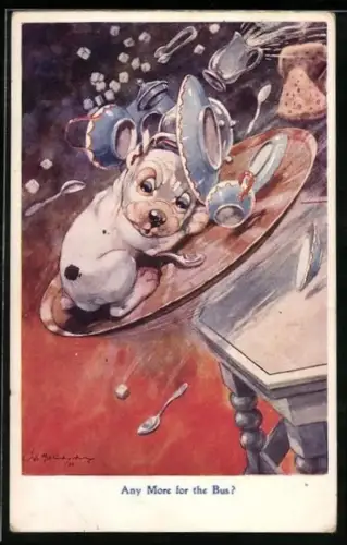 AK Bonzo rutscht mit einem Tablett vom Tisch, Any More for the Bus?
