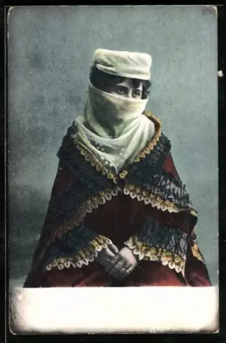 AK verschleierte Araberin, arabische Volkstypen