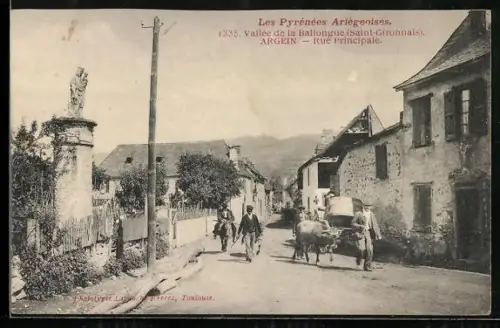 AK Argein /Vallée de la Ballongue, Les Pyrénées Ariégeoises, Rue Principale