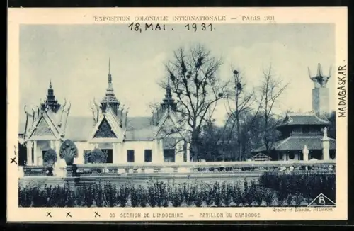 AK Paris, Exposition Coloniale Internationale 1931, Section de L`Indochine, Pavillon du Cambodge, Ausstellung