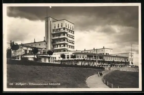 AK Stuttgart, Höhenrestaurant Schönblick im Bauhausstil