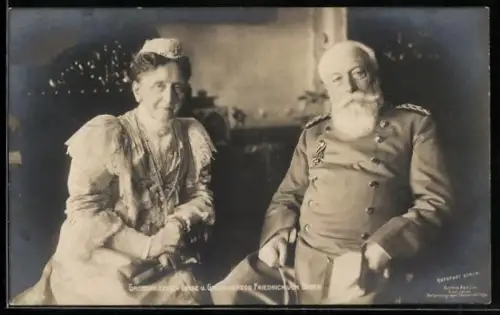 Foto-AK Grossherzogin Luis & Grossherzog Friedrich von Baden in Uniform