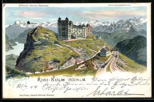 Künstler-AK C. Steinmann Nr. 2070: Rigi-Kulm, Blick auf das Hotel