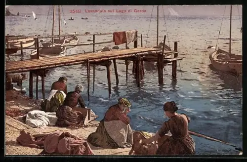 AK Lavandaie sul Lago di Garda, Waschfrauen am Ufer des Gardasee