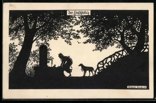 Künstler-AK Elsbeth Forck: Der Froschkönig, Schattenbild