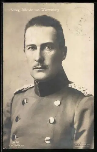 AK Herzog Albrecht von Württemberg mit Uniform im Portrait