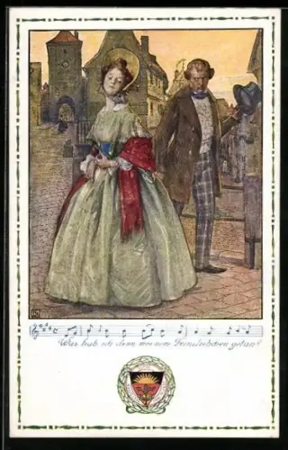 Künstler-AK Karl Friedrich Gsur: Deutscher Schulverein Nr.40: Lied: Was hab ich denn meinem Feinsliebchen getan