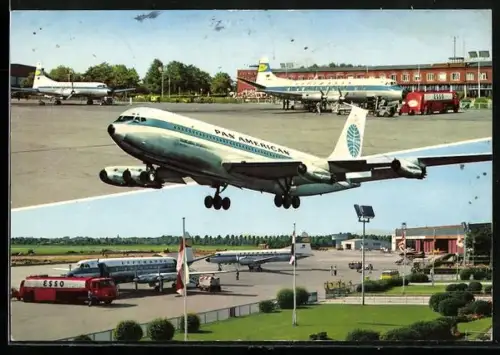AK Bremen, Flughafen, Flugzeug der Pan American beim Start